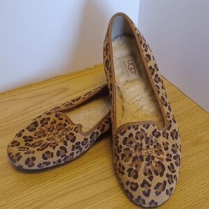 UGG Women's Alloway Leopard Print Moccasins With Natural Fleece Lining